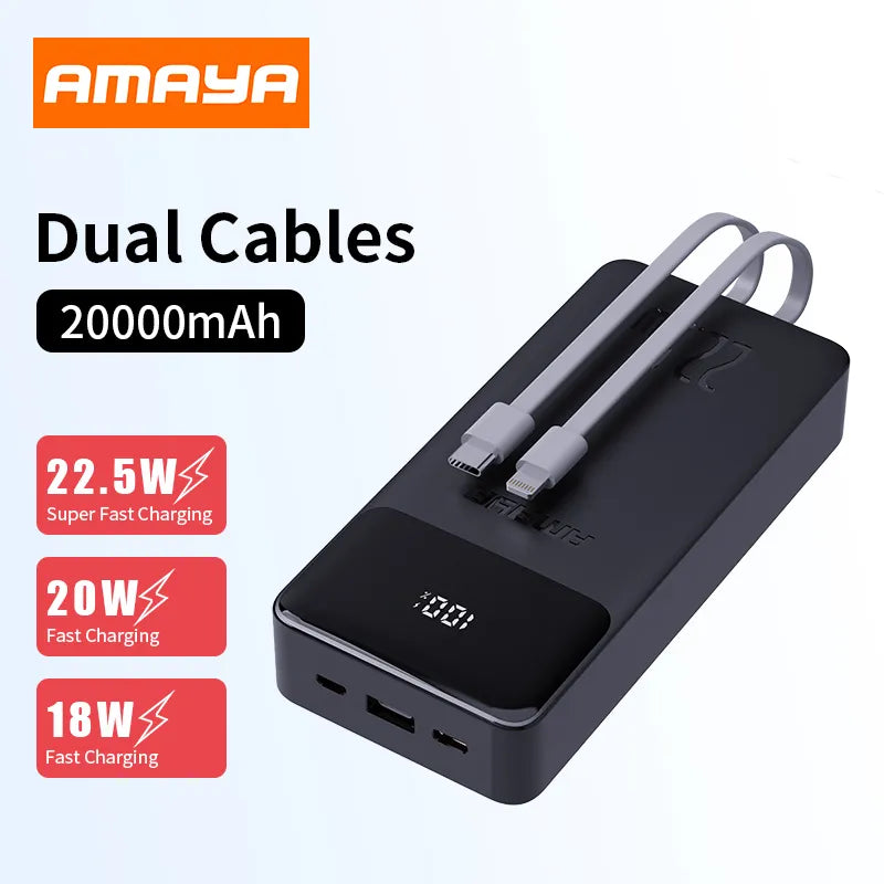 Amaya APW-13 power bank 20000mAh 22.5W super fast charging with 2 lines